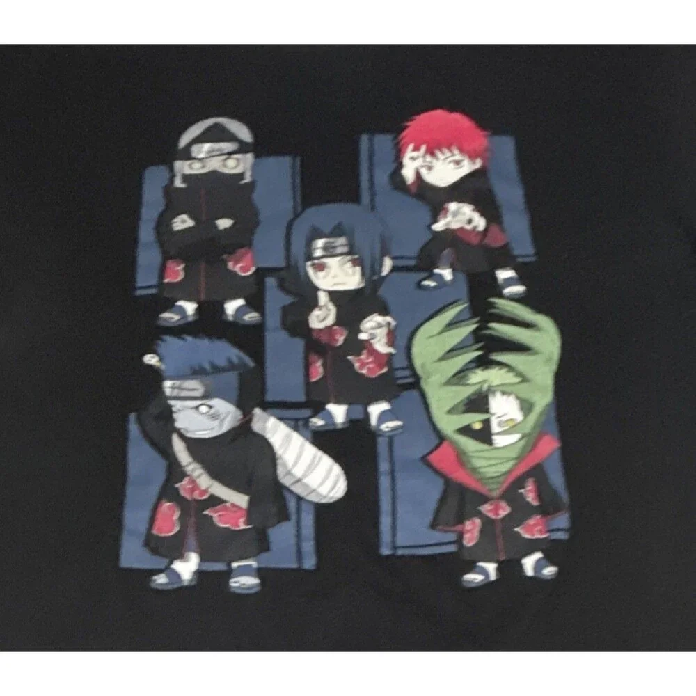 Ripple Junction Men’s L Naruto Shippuden Itachi Uchiha & Gaara Black Graphic Tee